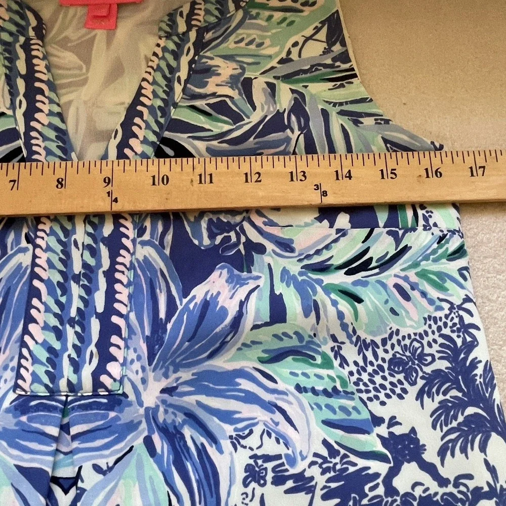 Lily Pulitzer Evah Ready Set Gecko Shift Dress Women‎ XXS Blue Sleeveless V-Neck